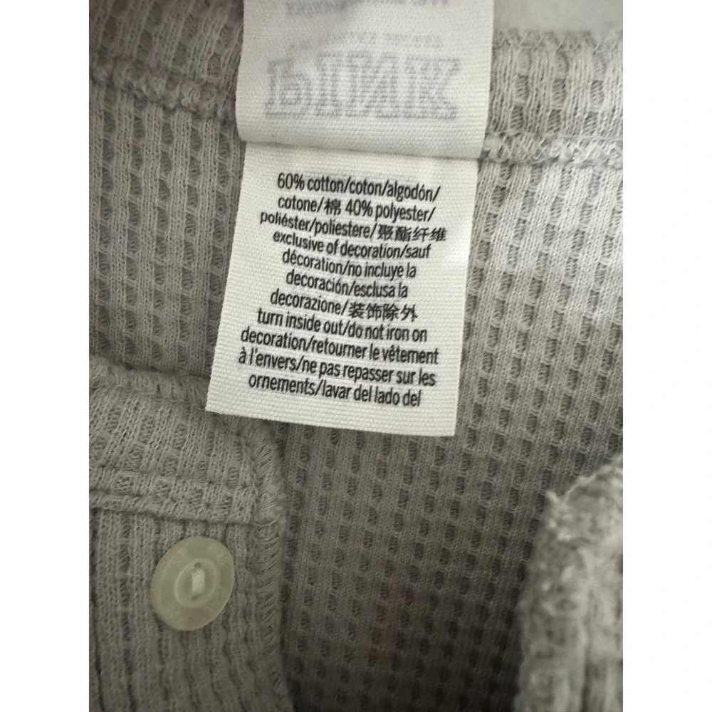 Victoria's Secret PINK Gray Waffle Knit Long‎ Sleeve Henley Shirt XS